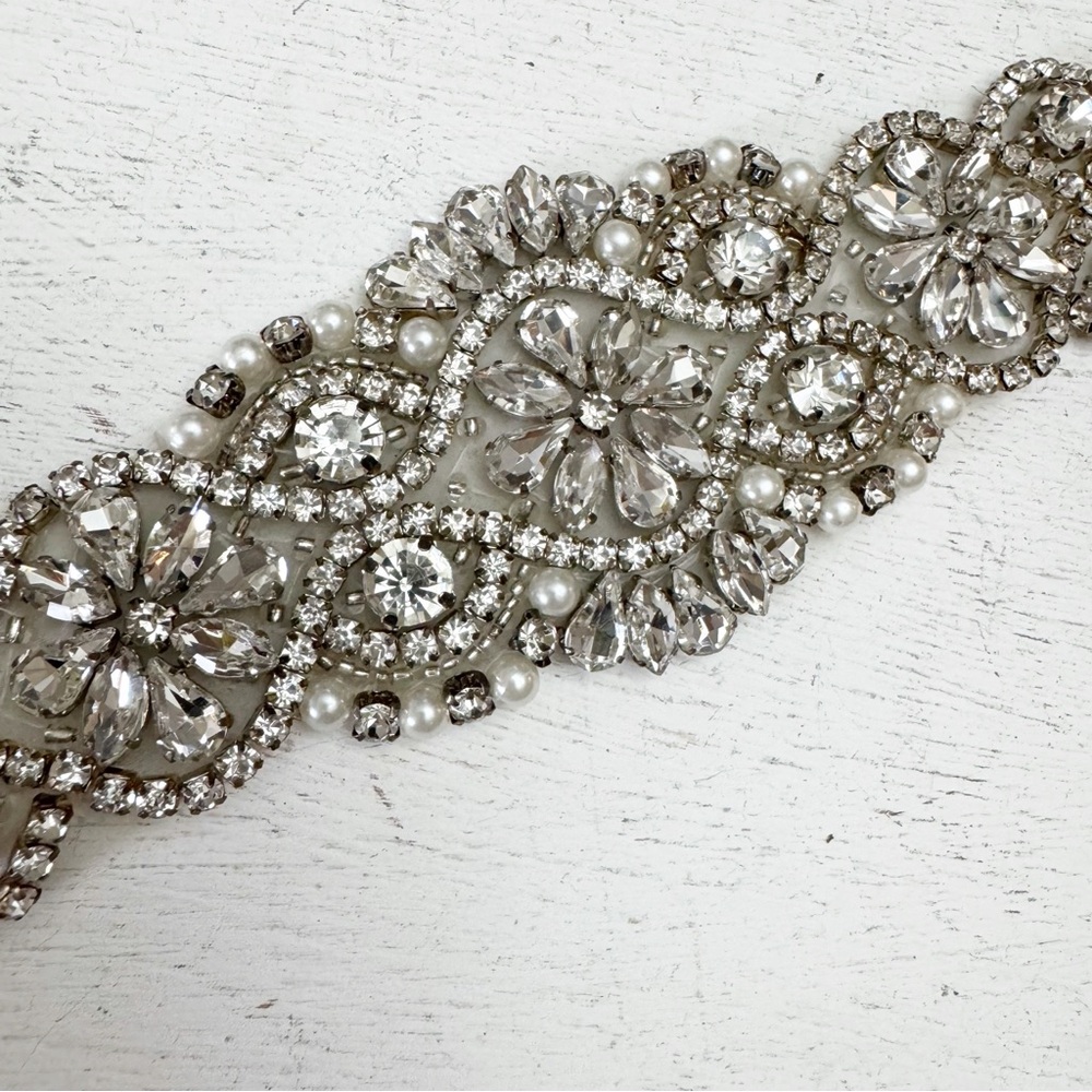 Rhinestone Wedding Belt Costume Sash Applique Bling Bead Crystal Headband Motif - Picture 11 of 15